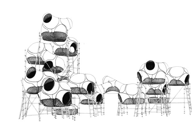 Zeichnung das mobile Waldhotel